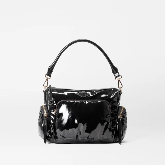 MZ Wallace Chelsea Glossy Black Shoulder Bag - Picture 2 of 13